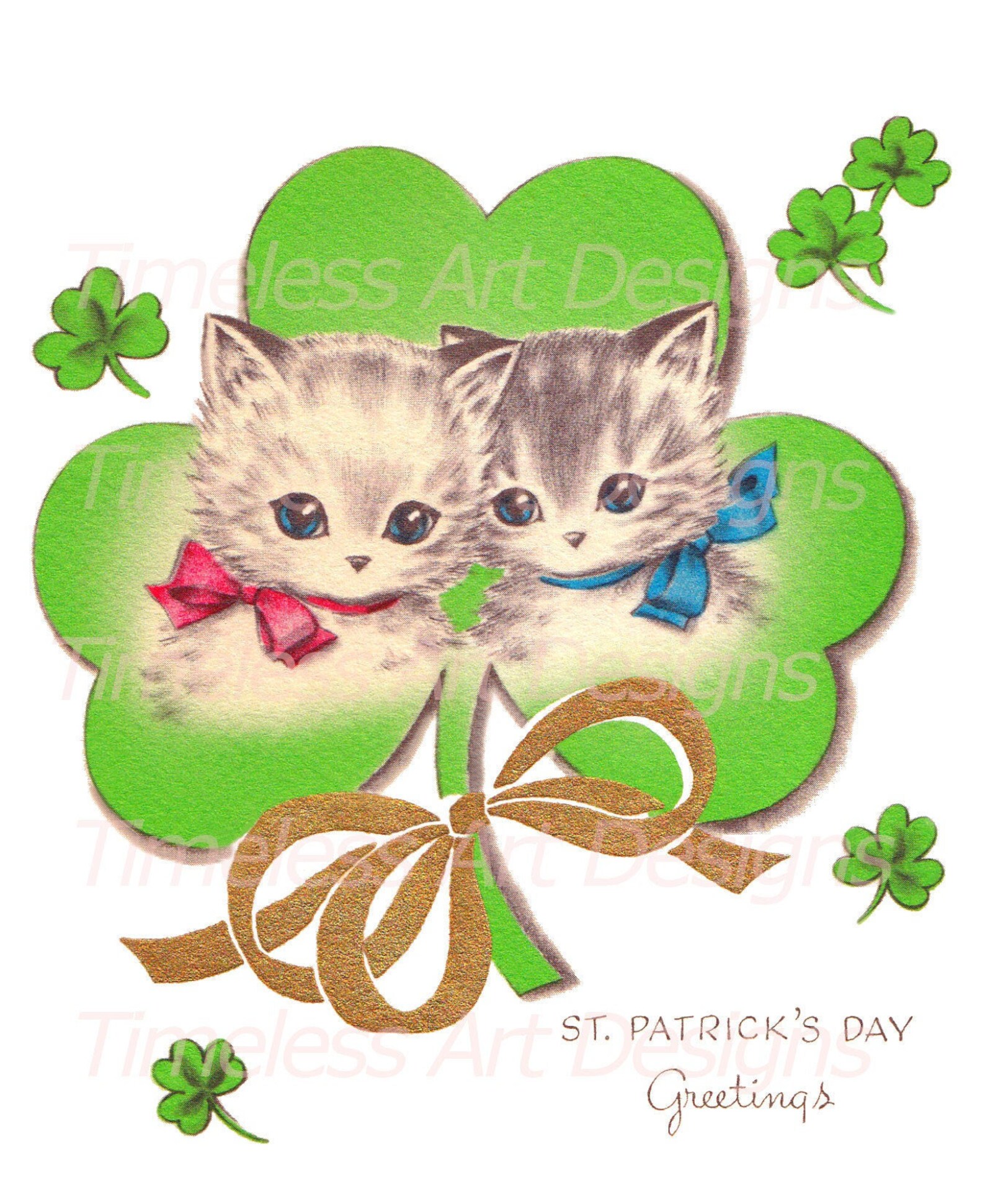 Digital Download Image Cute Kittens Cats In A Shamrock Etsy