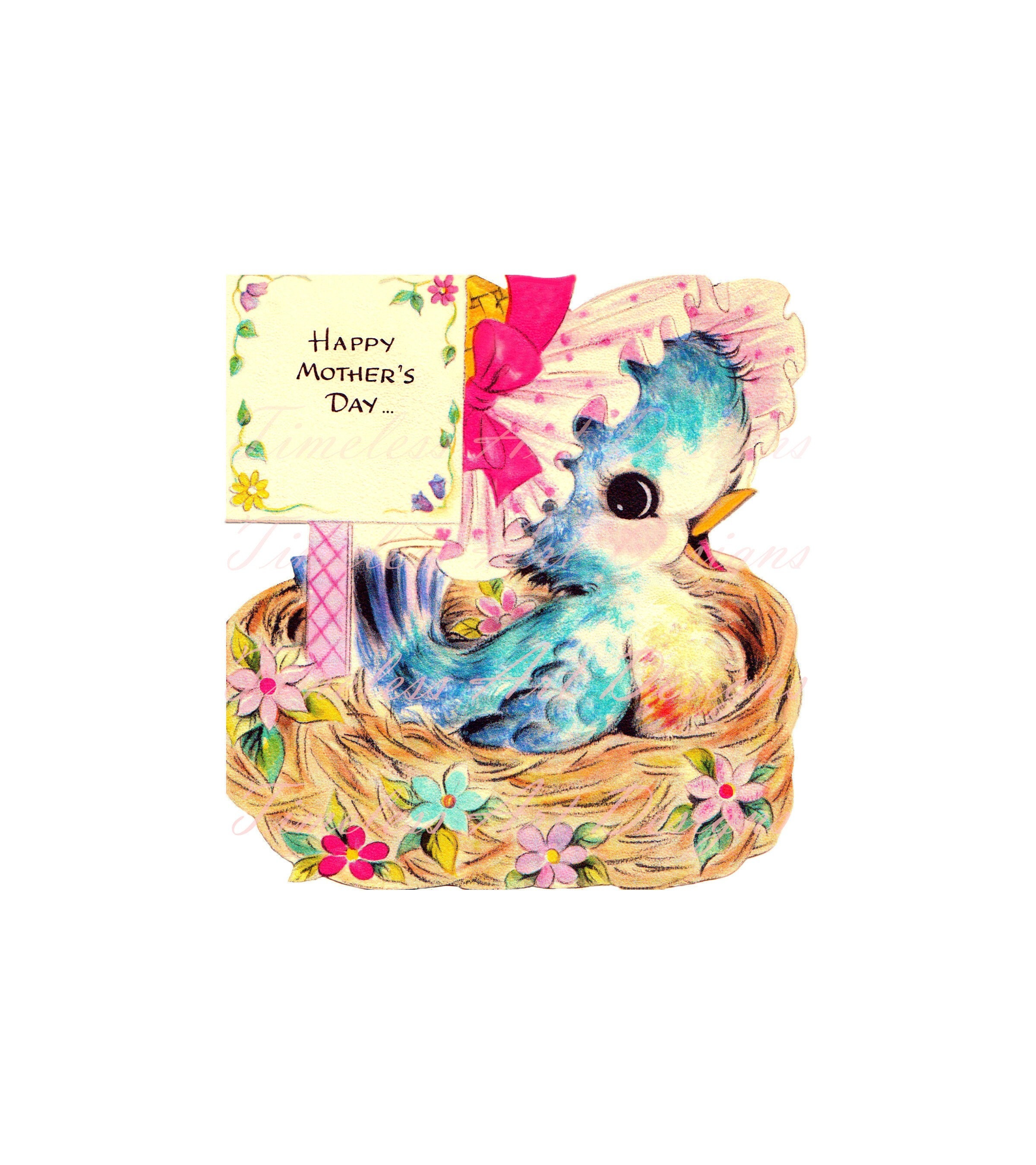 Instant Digital Download Bluebird Printable Cute Retro Bluebird in