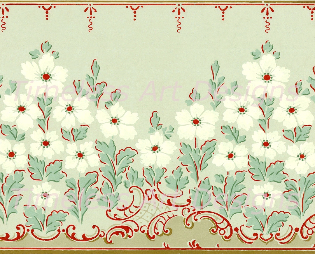 Vintage Wallpaper Printable Instant Digital Download, Vintage Green ...