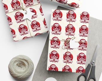 Wrapping Paper, Vintage Santa Funny Cool Gift Wrap Papers - Christmas Holiday Gift Supplies, Festive Xmas Decor, Retro Present Packaging,