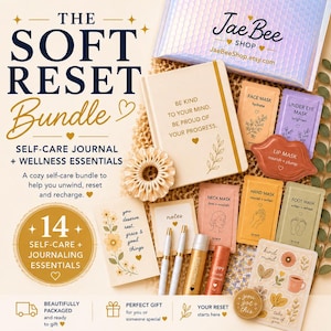 Soft Reset Bundle | Self-Care Journal Gift Box, Wellness Journal & Spa Bundle, Reflection Journal, Self Care Package, Mental Health Gift