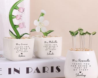 Plantas en maceta personalizadas con diseño de flores de vidrieras / Gracias por ayudarme a crecer / Agradecimiento a los profesores / Regalo de agradecimiento / Regalo de regreso a clases