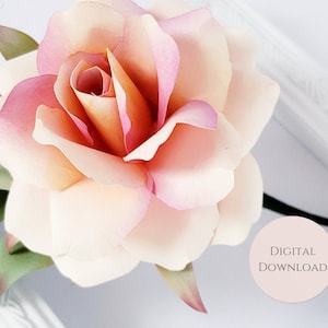 Modelos de flores de papel - Rosas DIY - Flores 3D - SVG - Pequenas flores de papel - Decoração de festa - Modelo de rosas - Festa temática de jardim de rosas
