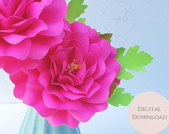 Easy Paper Flower Tutorial - Paper Flower Template - DIY Flowers - 3D Flowers - SVG/PDF - Party Flower Decor - Loranda Flower