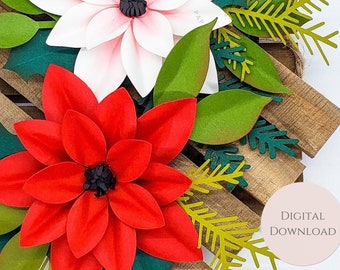 Easy Paper Flower and Project Tutorial - Paper Flower Templates - Christmas Flower - Seasonal - SVG/PDF - Small Flowers - Party Decor