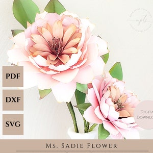 Paper Flower SVG - Paper Flower Templates - DIY Home Decor - 3D Flowers - PDF Template - Small Flowers - Table Decor - Ms Sadie Flower