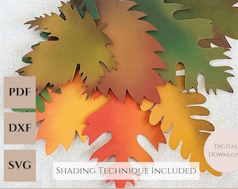 Tutoriel de feuilles de fleurs en papier SVG - Modèles de feuilles de papier - Feuilles d'automne bricolage - Ensemble de feuilles 3D - Décoration d'intérieur - Bundle de feuilles