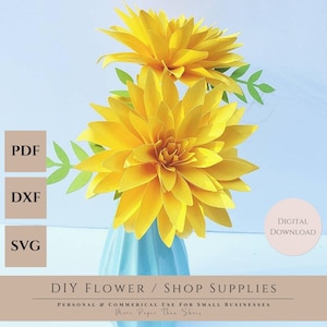 Easy Paper Flower Tutorial Paper Flower Template DIY Flowers Commericl Use SVG/PDF Business Tool Spikey Tipped Dahlia Cricut image 1