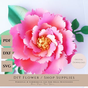 Easy Paper Flower Tutorial - Paper Flower Templates - DIY Flowers - 3D Flowers - SVG/PDF - Large Flowers - Party Decor - Commerical Use