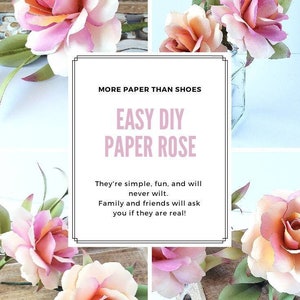 Easy Paper Flower Tutorial Paper Flower Templates DIY Flowers 3D Flowers SVG/PDF Small Flowers Party Decor Cybil Rose image 3