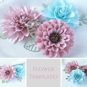 Papierblumen Anleitung - Papierblumen Vorlagen - DIY Blumen - 3D Blumen - SVG/PDF - Kleine Blumen - Party Dekor - Bundle Pk 3W