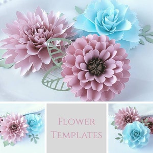 Paper Flower Tutorial - Paper Flower Templates - DIY Flowers - 3D Flowers - SVG/PDF - Small Flowers - Party Decor - Bundle Pk 3W