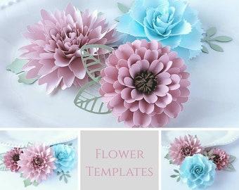 DIY-Papierblumen-Vorlagen: Zinnia, Isabella, Matilda (SVG/PDF)