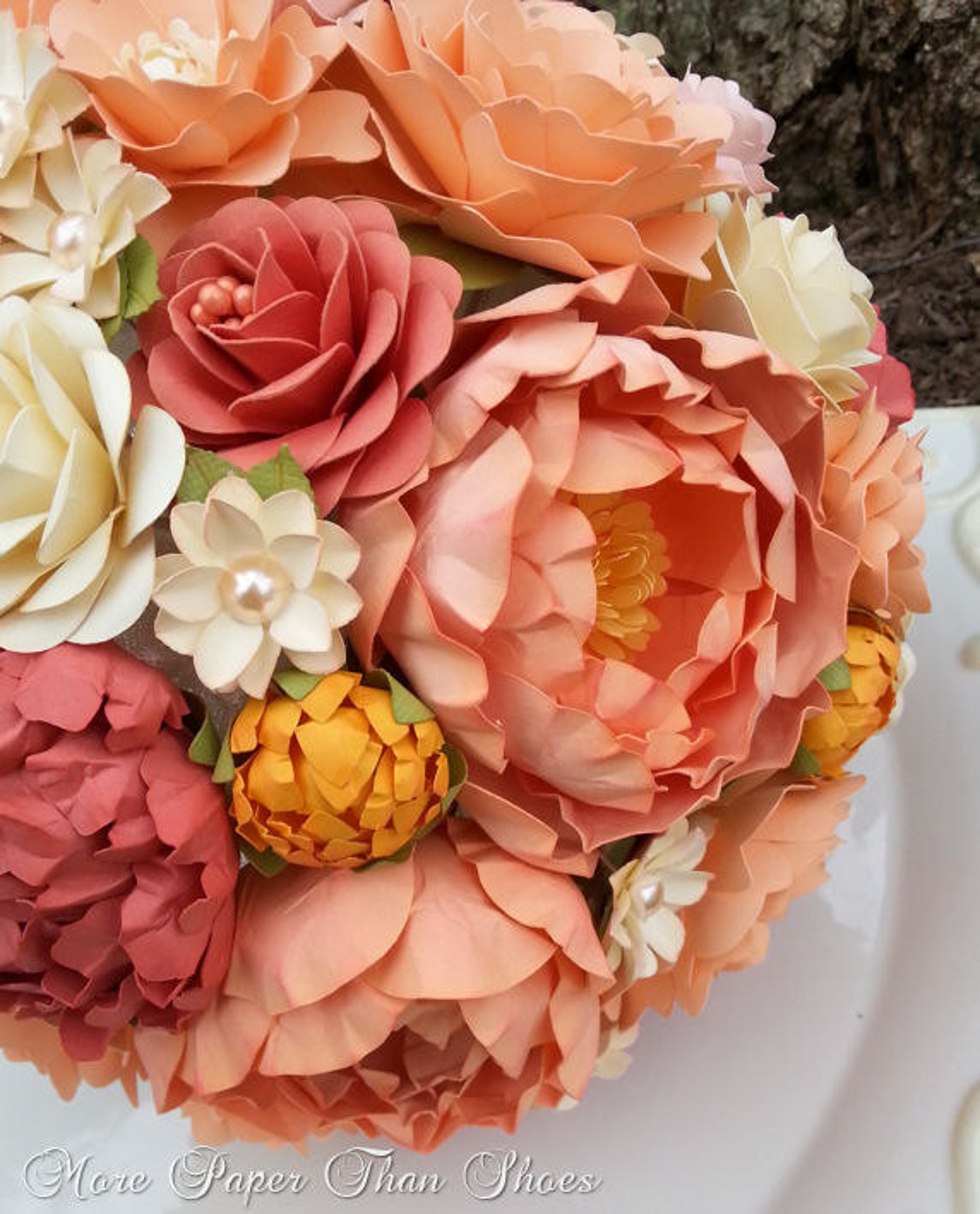 Paper Bouquet Paper Flower Bouquet Wedding Bouquet Peach Etsy Canada