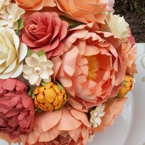 Coral Paper Wedding Bouquet: Customizable Bridal Flowers