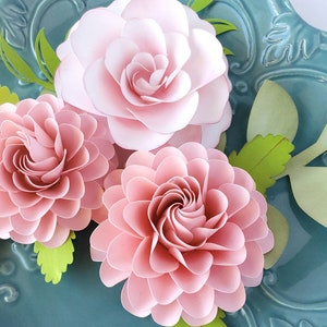 Easy Paper Flower Tutorial Paper Flower Templates Ashley & Dahlia 3D Flowers SVG/PDF Small Flowers Party Decor Flower Bundle image 2