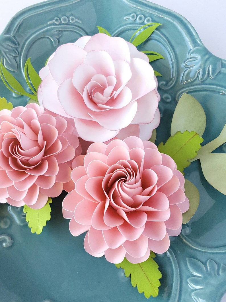 Easy Paper Flower Tutorial Paper Flower Templates Ashley & Dahlia 3D Flowers SVG/PDF Small Flowers Party Decor Flower Bundle image 2