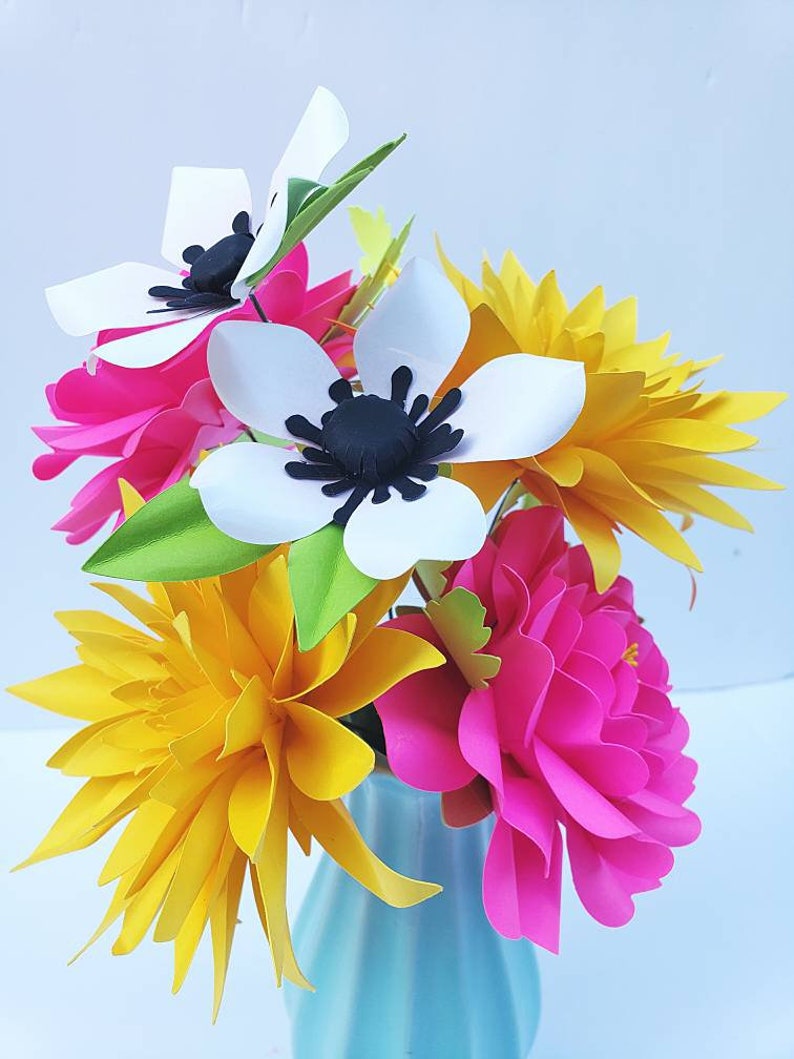 Easy Paper Flower Tutorial Paper Flower Template DIY Flowers Commericl Use SVG/PDF Business Tool Spikey Tipped Dahlia Cricut image 4