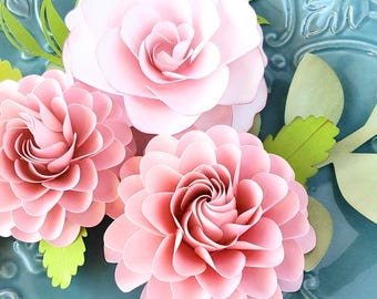 DIY Papierblumen Vorlage: Ashley & Dahlia, SVG PDF Schneidedateien (Digitaler Download)