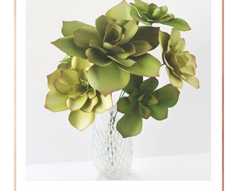 Pappersblommor, Papperssuckulenter, DIY-pappersblommor, Pappersblommor PDF - Handledning för pappersblommor, Mall för pappersblommor - Suckulenter