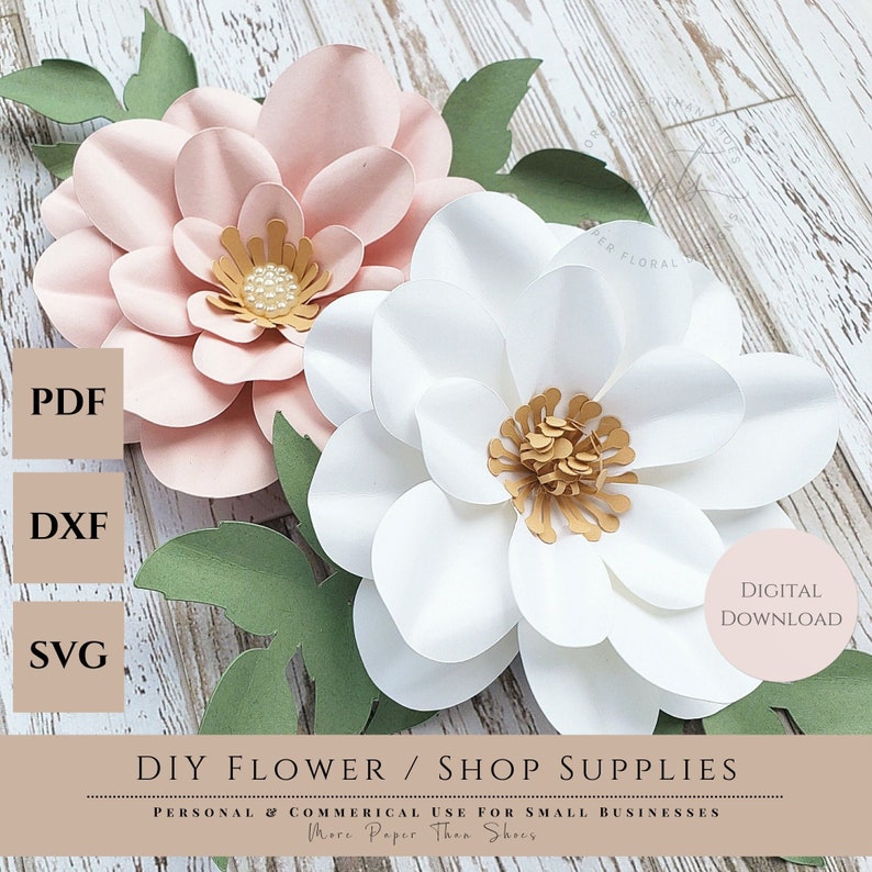 Easy Paper Flower Tutorial Paper Flower Templates DIY Etsy