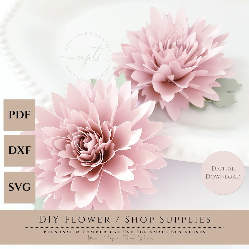 Easy Paper Flower Tutorial Paper Flower Templates Cricut 3D Flowers SVG PDF Small Flowers Party Decor Matilda Flower image 2