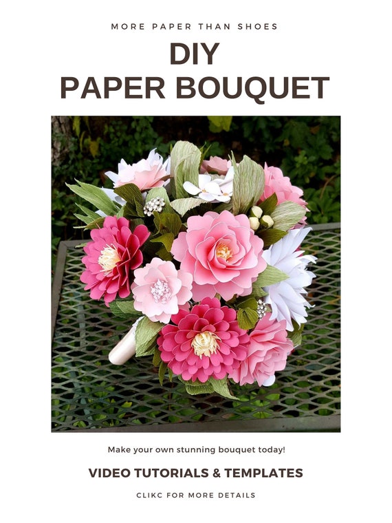 Easy Paper Flower Tutorial - Paper Flower Templates - DIY Wedding Bouquet - Wedding Flowers - SVG Files- Small DIY Flowers templates - Il_570xn