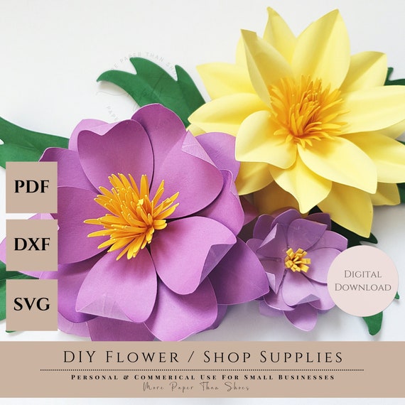 paper flower templates paper flower tutorial spring flower etsy