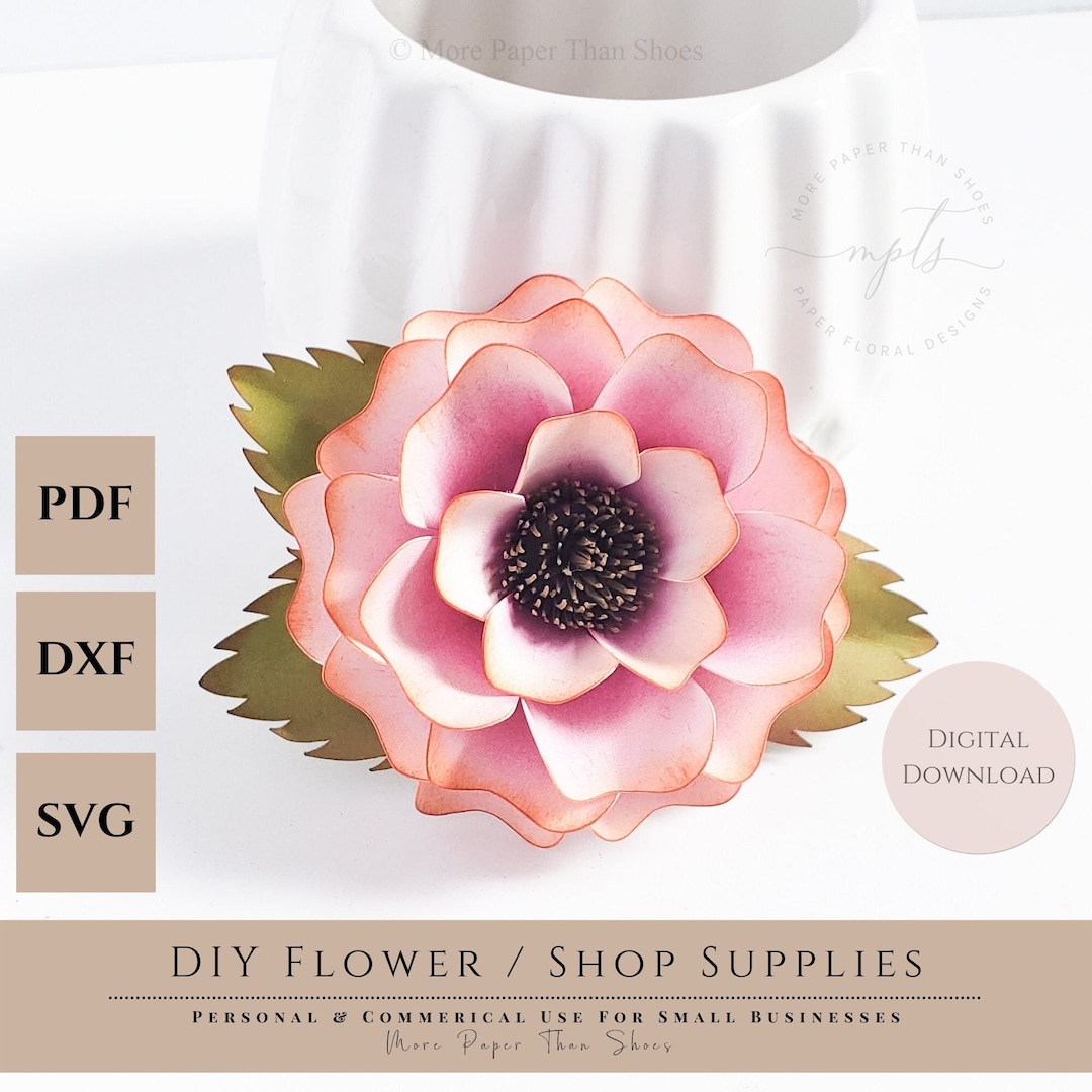 Easy Paper Flower Tutorial Paper Flower Templates Cricut 3D Flowers SVG PDF Small Flowers Party