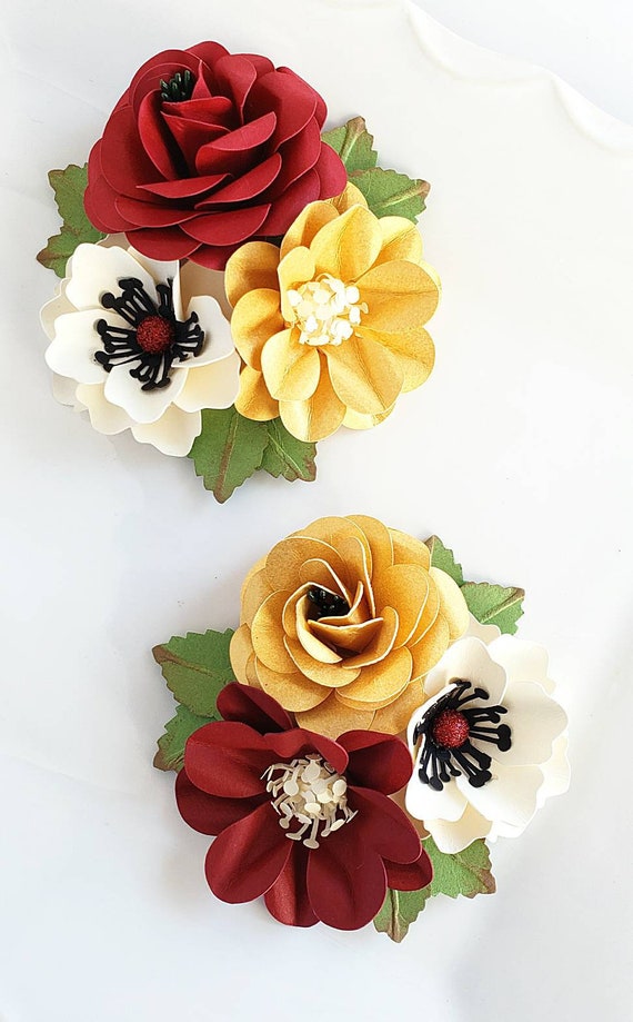 Flower Clusters - Paper Flowers - Craft Flowers - Artifical Flowers - Flower Embellishment - Pink and Mauve - Set of 2 - Ready To Ship Il_570xn