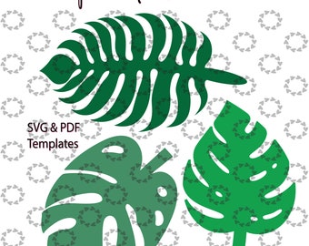 SVG Files - Leaf SVG - Large Paper Leaf Templates, Leaf SVG Cut Files, Paper Leaves, Tropical Leaves, Palm Leaves, Cricut, Laser Cutter