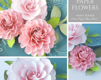 Easy Paper Flower Tutorial - Paper Flower Templates - Ashley & Dahlia - 3D Flowers - SVG/PDF - Small Flowers - Party Decor - Flower Bundle