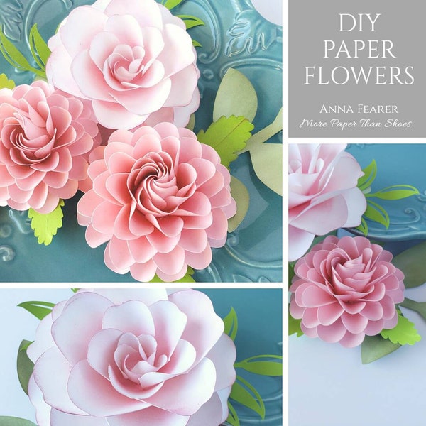 Easy Paper Flower Tutorial - Paper Flower Templates - Ashley & Dahlia - 3D Flowers - SVG/PDF - Small Flowers - Party Decor - Flower Bundle