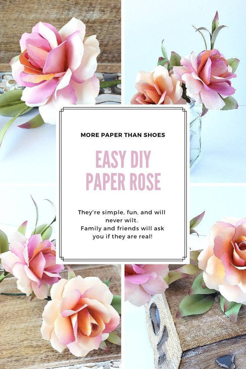 Easy Paper Flower Tutorial Paper Flower Templates DIY Flowers 3D Flowers SVG/PDF Small Flowers Party Decor Cybil Rose image 3