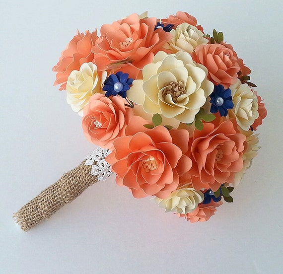 Paper Bouquet Paper Flower Bouquet Wedding Bouquet Coral Etsy