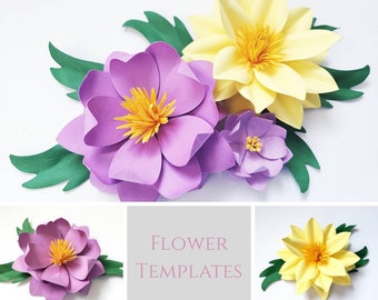 Paper Flower Templates - Paper Flower Tutorial - Spring Flower Set - 3D Flowers - SVG Files - Flower Template - DXF Template - Small Flower