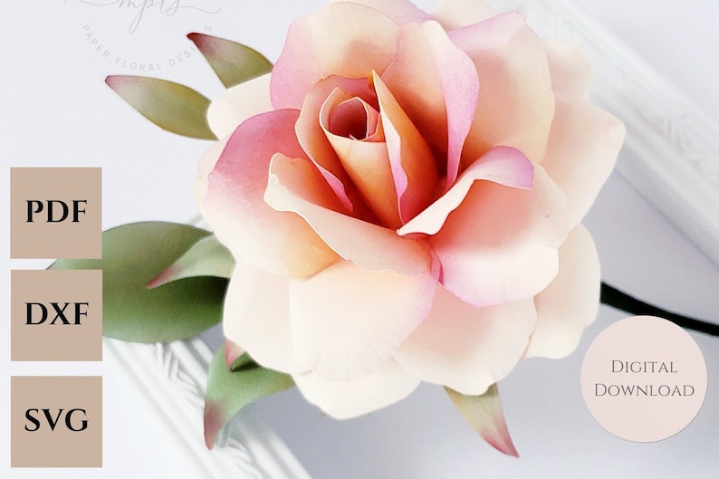 Easy Paper Flower Tutorial Paper Flower Templates DIY Flowers 3D Flowers SVG/PDF Small Flowers Party Decor Cybil Rose image 1