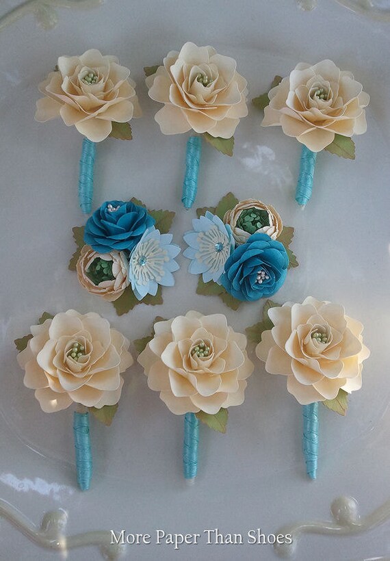 corsages and boutonniere set paper flowers wedding etsy paper flower corsages