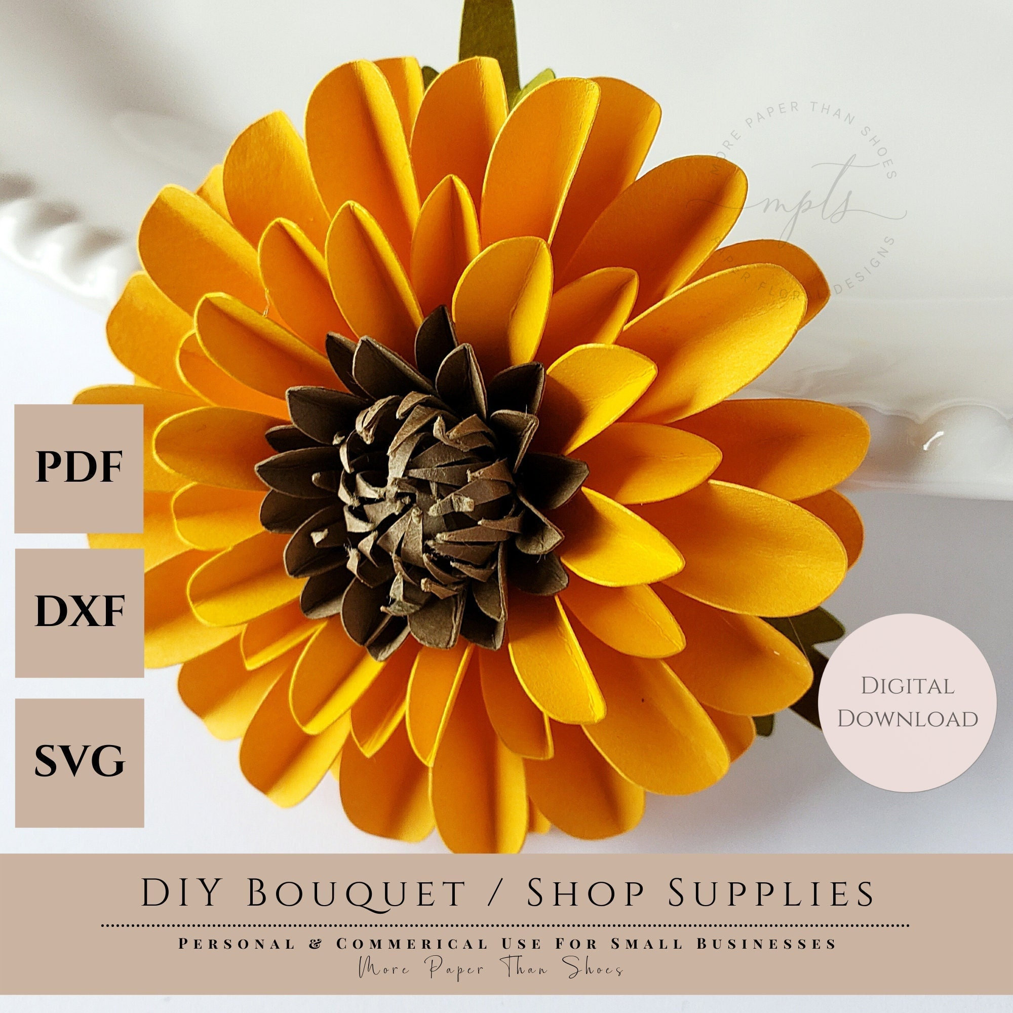 Easy Paper Flower Tutorial Paper Flower Templates Cricut Etsy