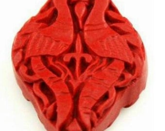4-REAL Cinnabar Hand Carved Beads-22X32mm-FREE leverbacks(5b7)