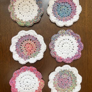Crochet 100% Cotton facial makeup remover pads, face washing rounds & soap bar saver