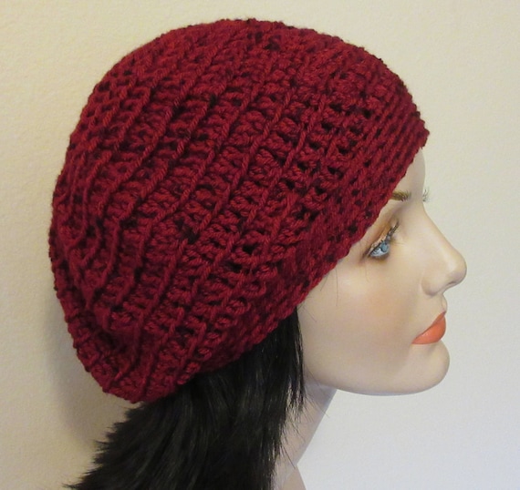 Red Slouchy Hat Red Beret Unisex Hat Red Tam Crochet - Etsy