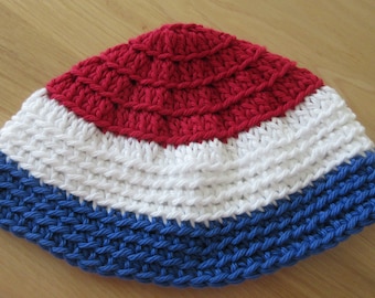 USA Kippot, Kippot, Extra Large Crocheted Kippot, Jewish Head Covering, Cotton Kippot, Frik Kippot