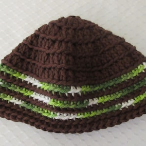 Extra Large Crocheted Cotton Kippah: Brown Lime Ombre