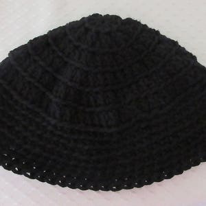 Black Kippot, Kippot, Extra Large Crocheted Kippot, Jewish Head Covering, Cotton Kippot image 2