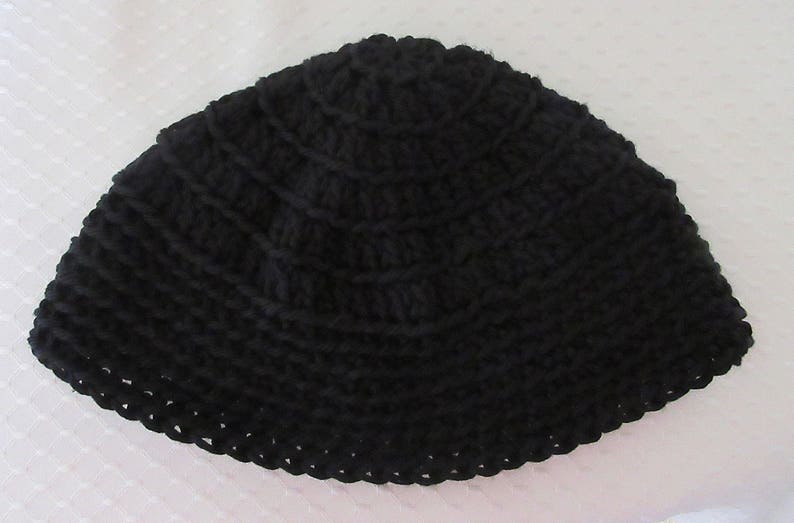 Black Kippot, Kippot, Extra Large Crocheted Kippot, Jewish Head Covering, Cotton Kippot image 2