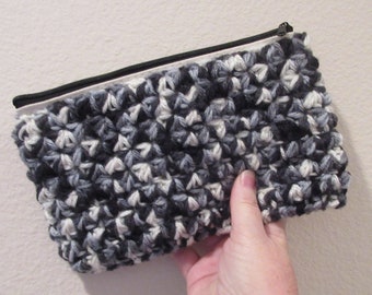 Crocheted Pouch with Lining and Zipper, Crochet Pouch Cover, Make up bag, Toiletry bag, Snack bag, Medicine bag