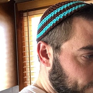 Kippot, Extra Large Crocheted Kippa, Cotton Kippah, Jewish Head Covering image 4