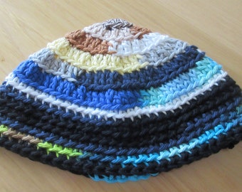 READY TO SHIP Kippot, One of a kind kippa, Extra Large Crocheted Kippa, Cotton Kippah, Jewish Head Covering