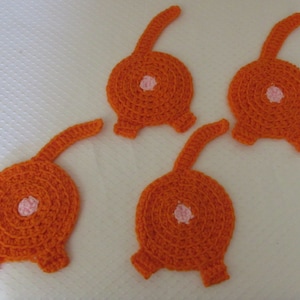 Crochet Cat Butt Coaster: Orange Acrylic Yarn, Funny Cat Lover Gift